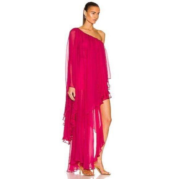 Dolce & Gabbana Boat Neckline Dress Raspberry Rose Pink Silk - Picture 4 of 8